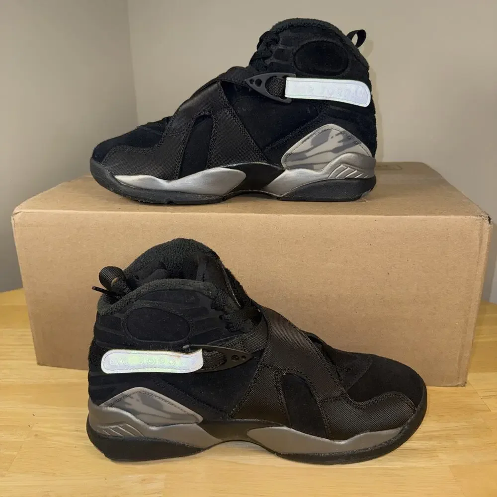 Size 6y - Air Jordan 8 Retro Chrome Winterized 2015 Black/Chrome 305381-003